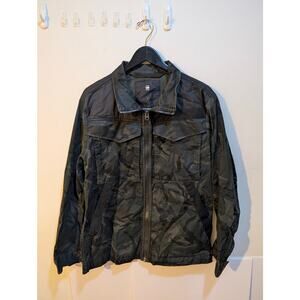 G-Star Raw Camouflage Cargo Pocket Black Green Y2K 2000s Full Zip Jacket Sz L
